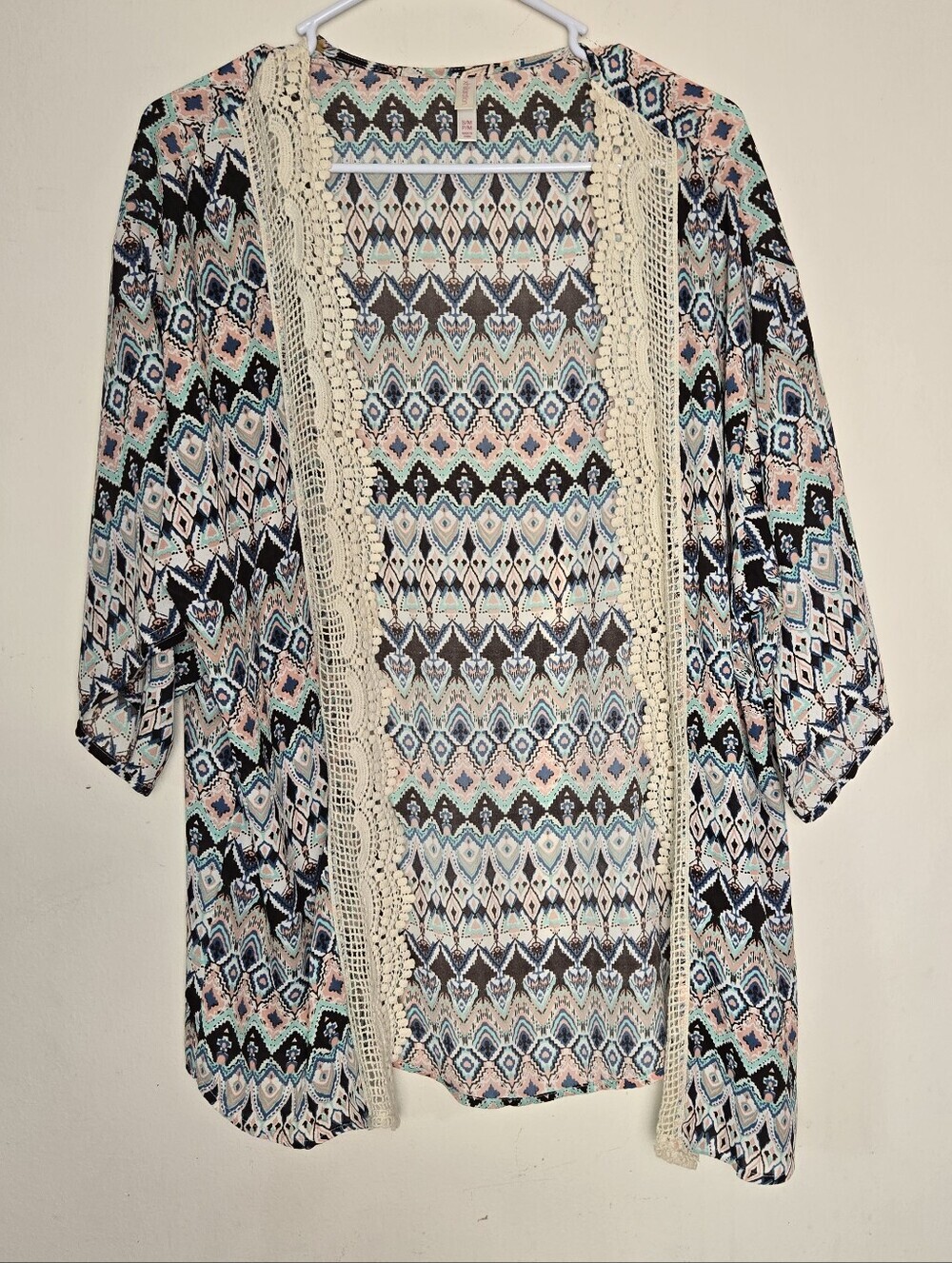 Boho Crochet Accent Xhilaration Aztec Print Sheer Size Small Light Weight